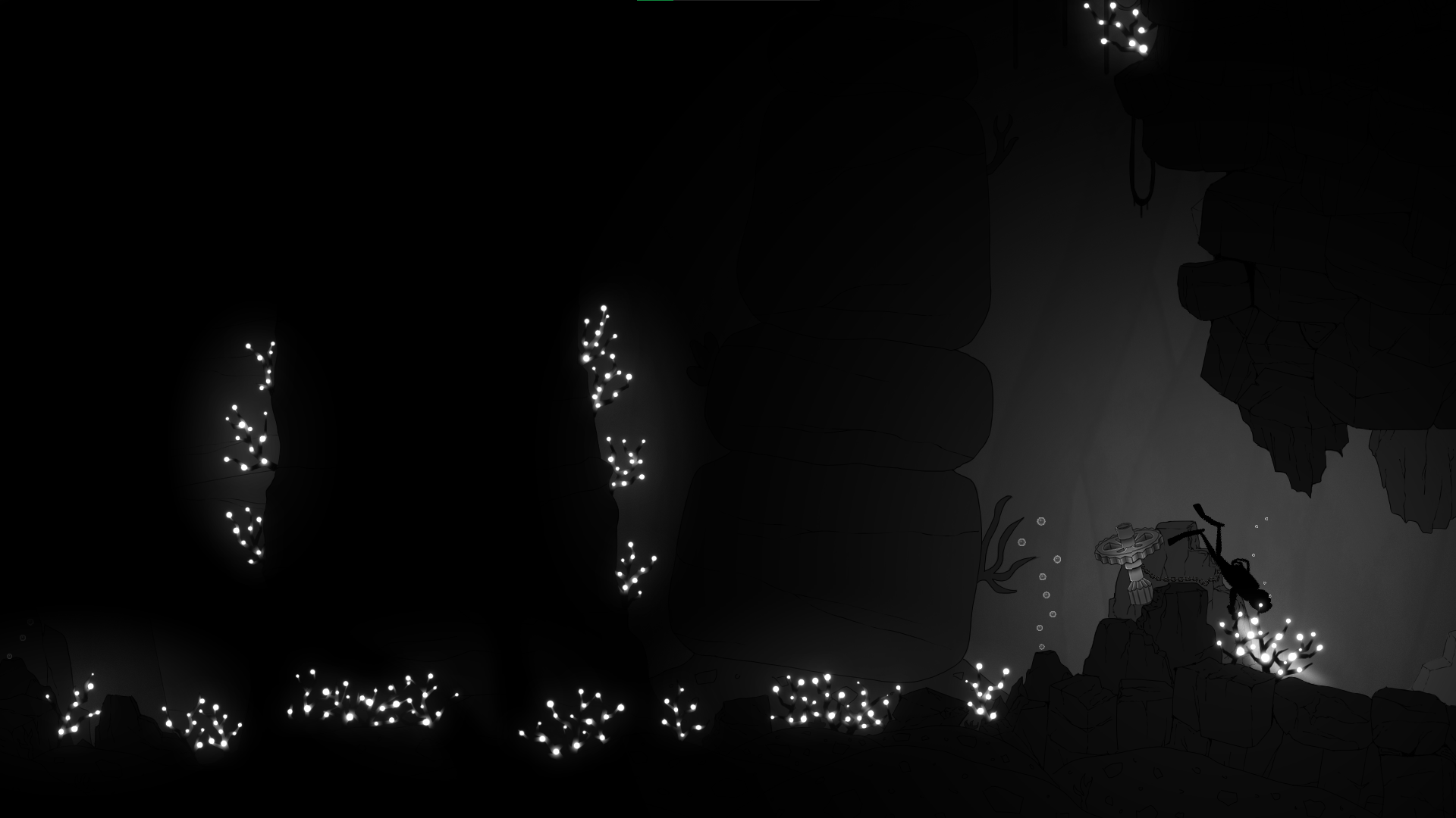 Silent Depths — bioluminescent cave passage